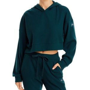 Alo Yoga Muse Rib-Knit Hooded Sweatshirt